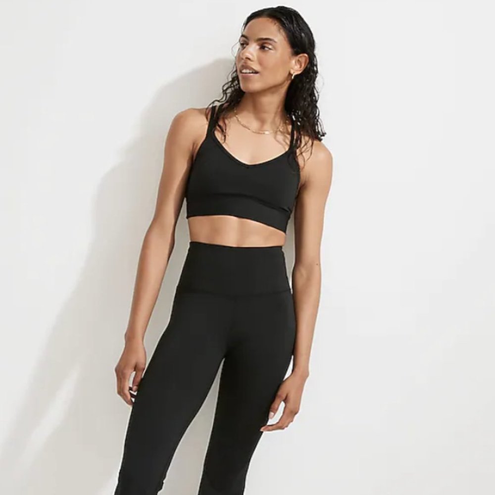 Madewell Flex Strappy Sports Bra in True Black (Size M)
